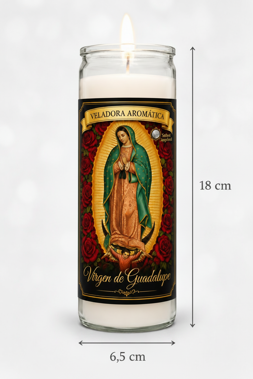 Veladora Virgen de Guadalupe - Con Medidas